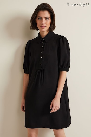 Phase Eight Black Claudia Button Swing Mini Dress (N20822) | £89