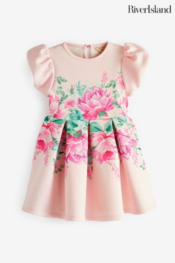 River Island Pink Girls Printed Scuba Dress (N20835) | £25