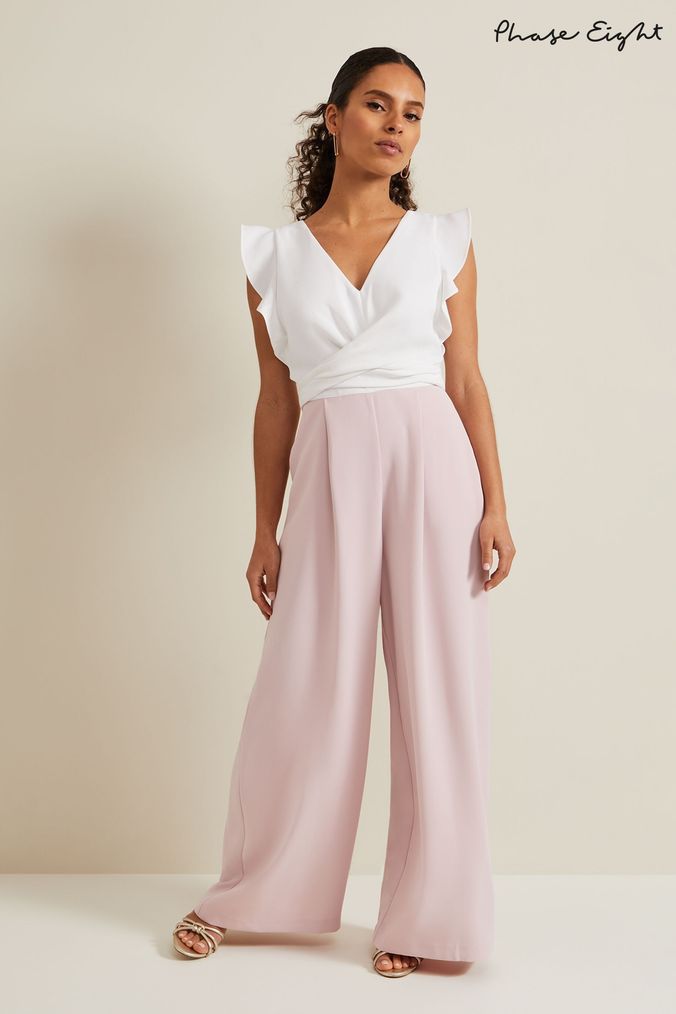 Pink and white jumpsuit deals