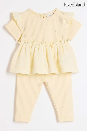 River Island Yellow Baby Girls Peplum Set (N20891) | £20