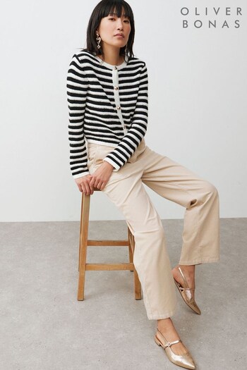 Oliver Bonas Monochrome Stripe Knitted Cardigan (N20923) | £65