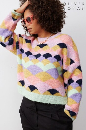 Oliver Bonas Scalloped Pattern Knitted Multi Jumper (N20940) | £60