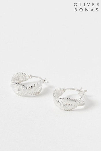 Oliver Bonas Adele Snake Chain Silver Plated Hoop Earrings (N20980) | £48
