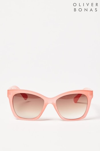Oliver Bonas Coral Pink Square Sunglasses (N20998) | £26