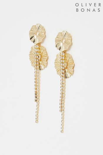 Oliver Bonas Bella Textured Circular Loops Gold Tone Drop Earrings (N21006) | £24