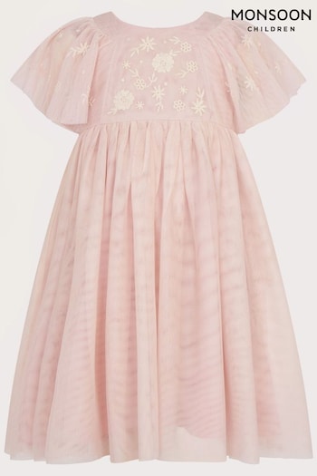 Monsoon Baby Pink Giselle Floral Dress (N21007) | £36 - £38
