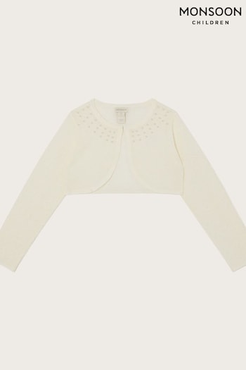 Monsoon Ivory White Pearl Trim Cardigan (N21019) | £25 - £29