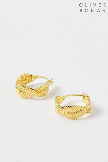 Oliver Bonas Adele Snake Chain Silver Plated Hoop Earrings (N21022) | £48