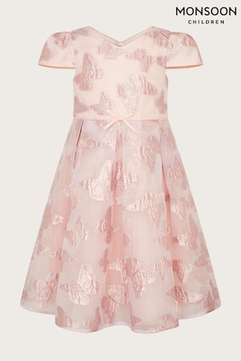 Monsoon Pink Louisa Butterfly Jacquard Dress (N21033) | £60 - £70