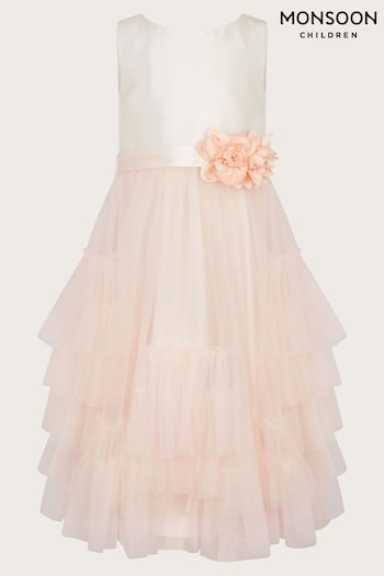 Monsoon Pink Sofia Ruffle Dress (N21037) | £60 - £70