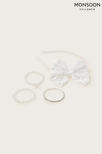 Monsoon White Communion Headband and Bracelets (N21055) | £10