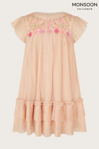 Monsoon Pink Embroidered Mesh Dress (N21064) | £42 - £47