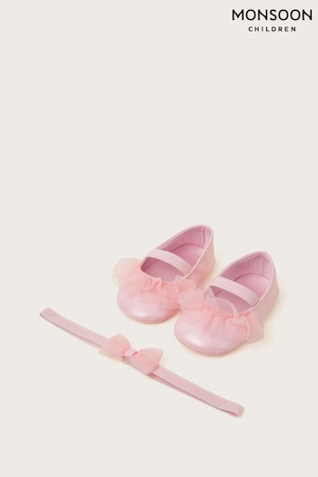 Monsoon Pink Socks Ruffle Booties and Bando Set (N21077) | £18