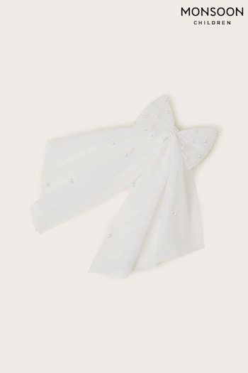 Monsoon White Communion Pearl Hair Bow (N21093) | £10