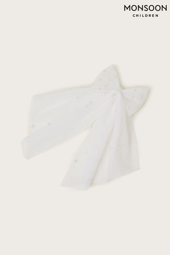Monsoon Communion Pearl Hair White Bow (N21093) | £10