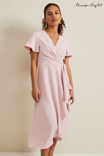 Phase Eight Pink Petite Julissa Frill Wrap Dress (N21100) | £129