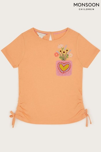 Monsoon Orange Crochet Pocket Top (N21101) | £16 - £20