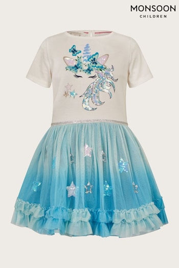 Monsoon Blue Unicorn Disco Dress (N21118) | £38