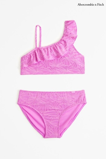 Abercrombie & Fitch Pink Floral Print Frill Sleeve Bikini (N21122) | £39