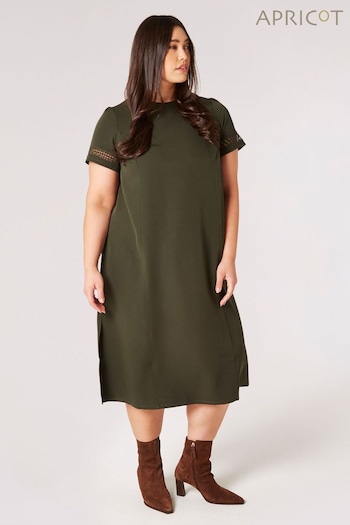 Apricot Green Lattice Trim Midaxi Tshirt Dress (N21147) | £39