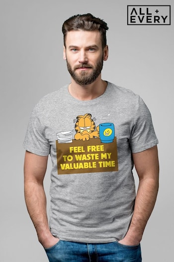 All + Every Grey Garfield Waste My Valuable Time Mens T-Shirt (N21155) | £23