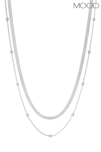 Mood Silver Tone Polished Simple Layered Necklaces Pack of 2 (N21162) | £20