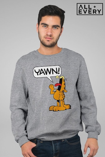 All + Every Grey Garfield YAWN Mens Sweatshirt (N21172) | £36