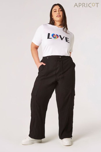 Apricot Black Side Pocket Cargo Trousers (N21202) | £39
