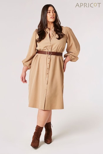 Apricot Natural Tie Waist Maxi Shirt Dress (N21203) | £42