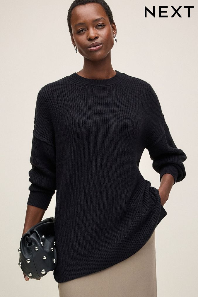 Fine knit longline jumper on sale