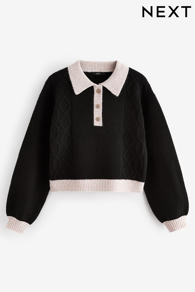 Buy Women s Black Collared Jumpers Online Next UK