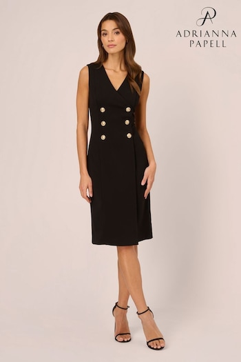 Adrianna Papell Knit Crepe Short Black Dress (N21480) | £139
