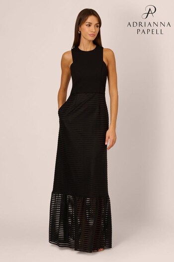 Adrianna Papell Shadow Stripe Black Gown (N21481) | £250