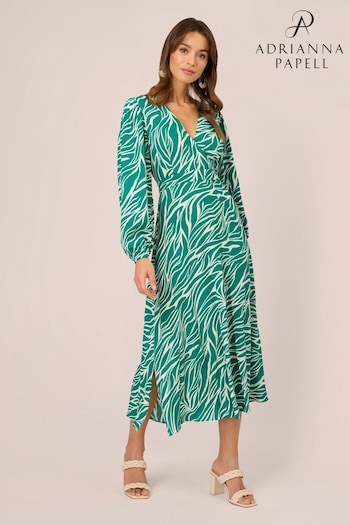 Adrianna Papell Green Printed Midi Dress (N21482) | £159