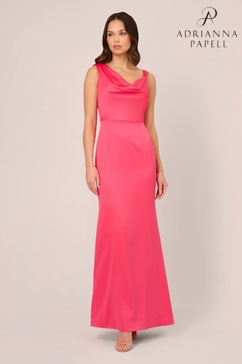 Adrianna Papell Pink Asymmetric Satin Crepe Gown (N21483) | £199