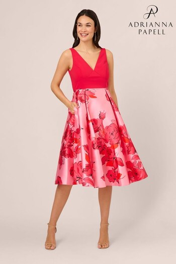 Adrianna Papell Pink Printed Midi Dress (N21486) | £179