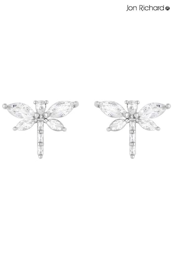 Jon Richard Silver Tone Cubic Zirconia Crystal Dragonfly Stud Earrings (N21492) | £12