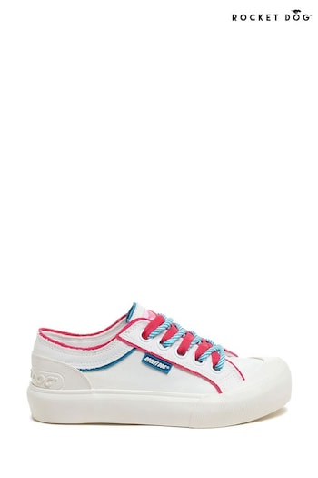 Rocket Dog Jazzin Plus Eighties 12A Canvas Cotton White Trainers (N21496) | £42