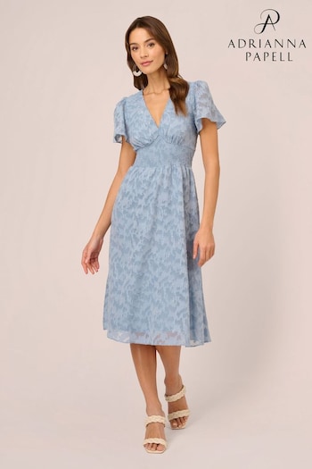 Adrianna Papell Blue Burnout Midi Dress (N21505) | £129