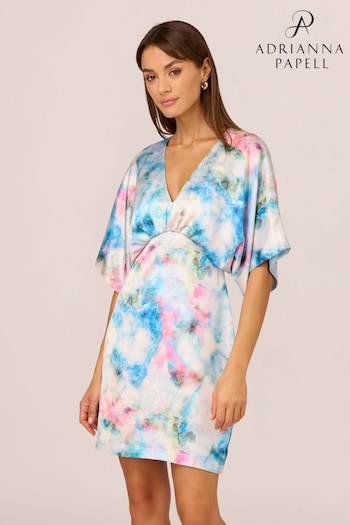 Adrianna Papell Blue Printed Sateen Kimono Dress (N21510) | £185