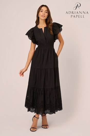 Adrianna Papell Cotton Eyelet Black Dress (N21529) | £199