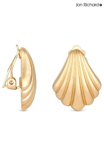 Jon Richard Gold Tone Polished Shell Clip Earrings (N21573) | £18