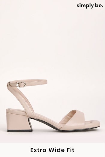 Simply Be Natural Barely There On Low Wide Fit Block Heels (N21595) | £29