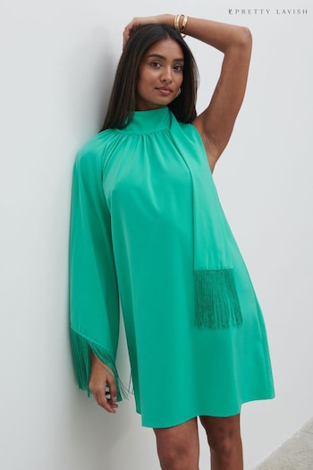 Pretty Lavish Jade Green Keeley One Shoulder Mini Dress (N21604) | £72