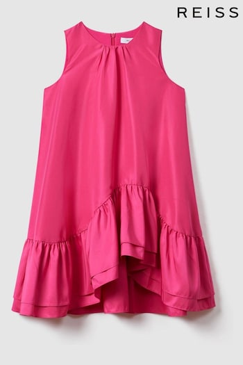 Reiss Bright Pink Cherie Teen Layered High-Low Dress (N21652) | £85