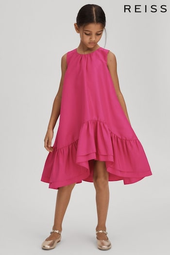 Reiss Bright Pink Cherie Junior Layered High-Low Dress (N21661) | £75