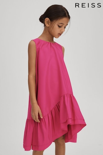 Reiss Bright Pink Cherie Senior Layered High-Low Dress (N21699) | £81
