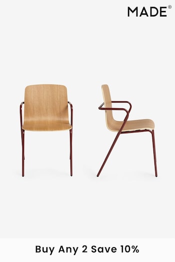 MADE.COM Set of 2 Burgundy Red Sadie Dining Chairs (N22146) | £199