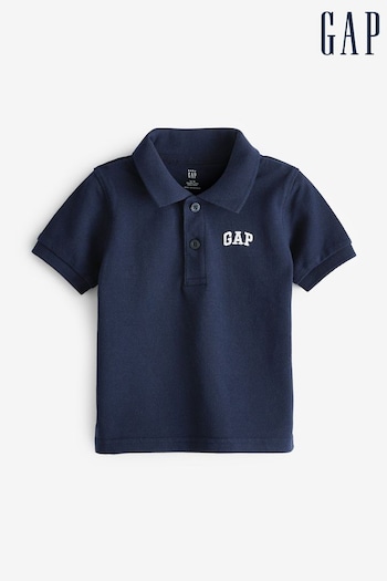 Gap Navy/Blue Logo Pique Baby Polo down Shirt (Newborn-5yrs) (N22267) | £10