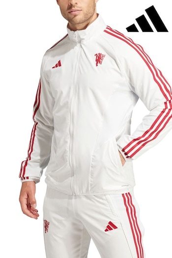 adidas White Manchester United European Anthem Jacket (N22484) | £110